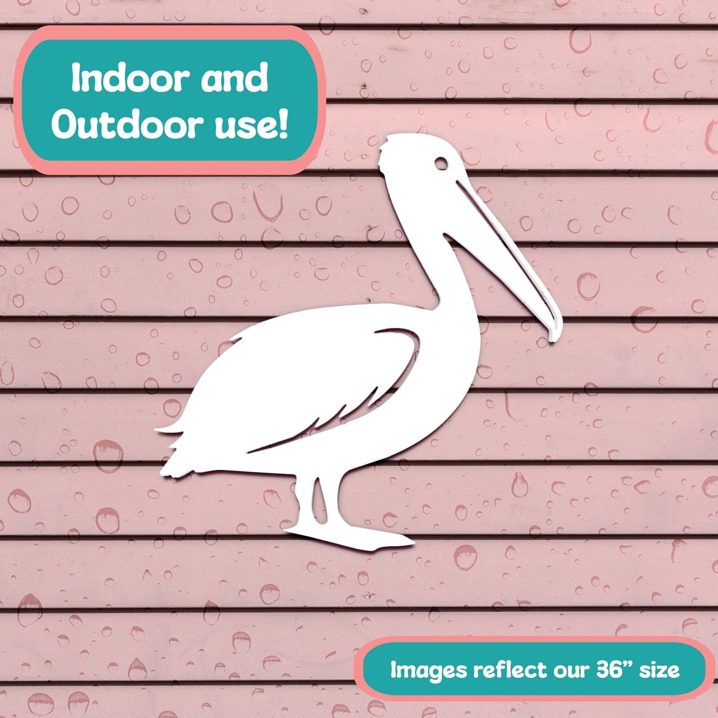Weatherproof PVC Pelican Wall Art: Coastal Beach House Decor