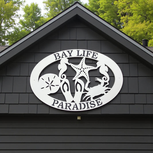Bay Life Paradise PVC Sign: Coastal Beach House Decor (36x24 Inches)