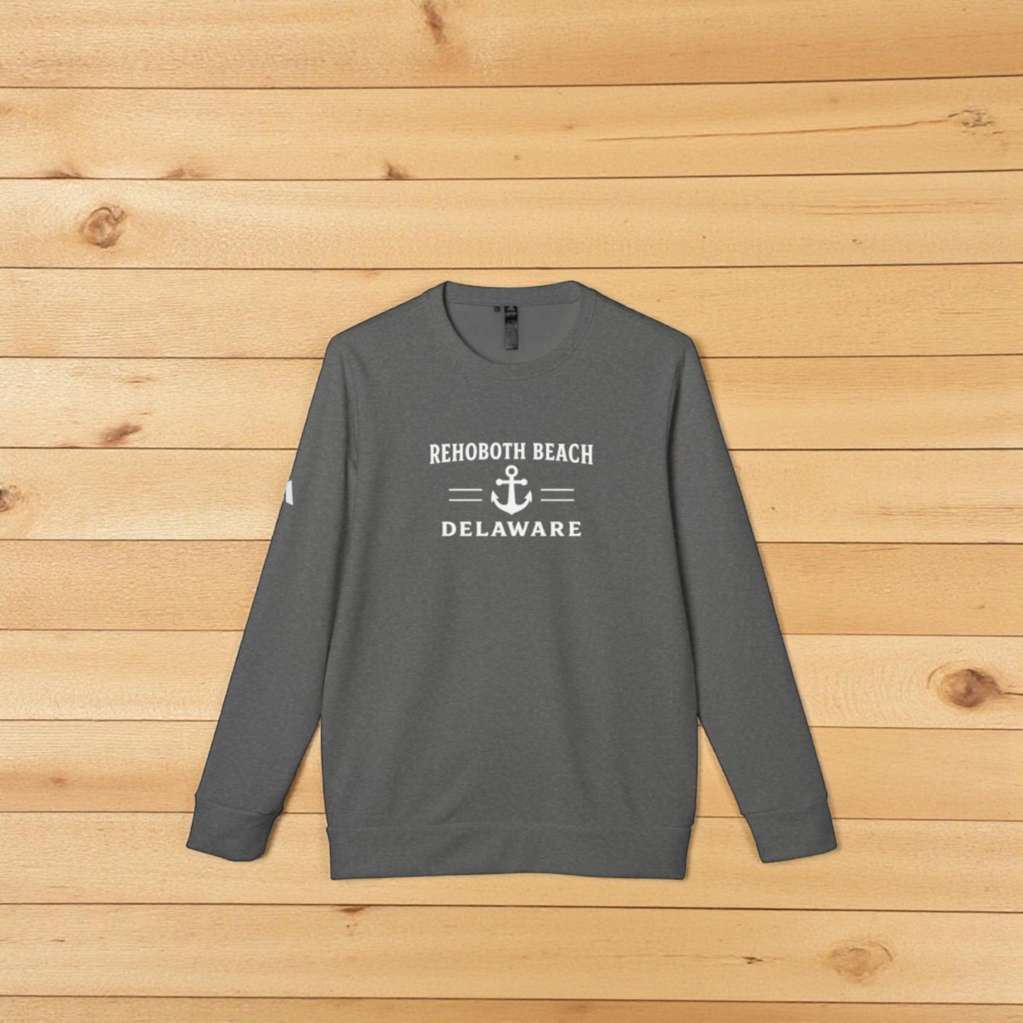 Rehoboth Beach Sweatshirt: Adidas Fleece Crewneck, Nautical Coastal Style