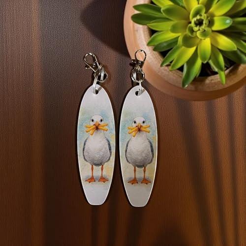 Seagull Keychain Set: Funny Beach Souvenir, PVC Keyrings - Made in USA