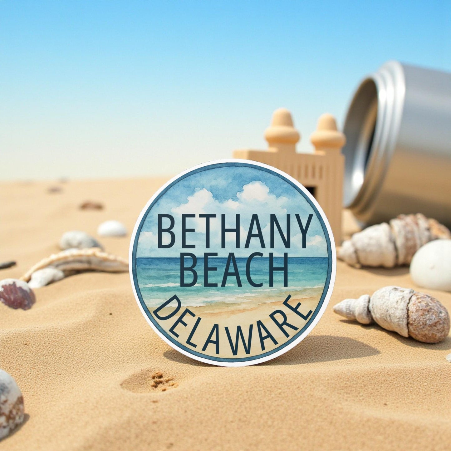 Bethany Beach Delaware Sticker, Decal - Indoor - Outdoor, Round