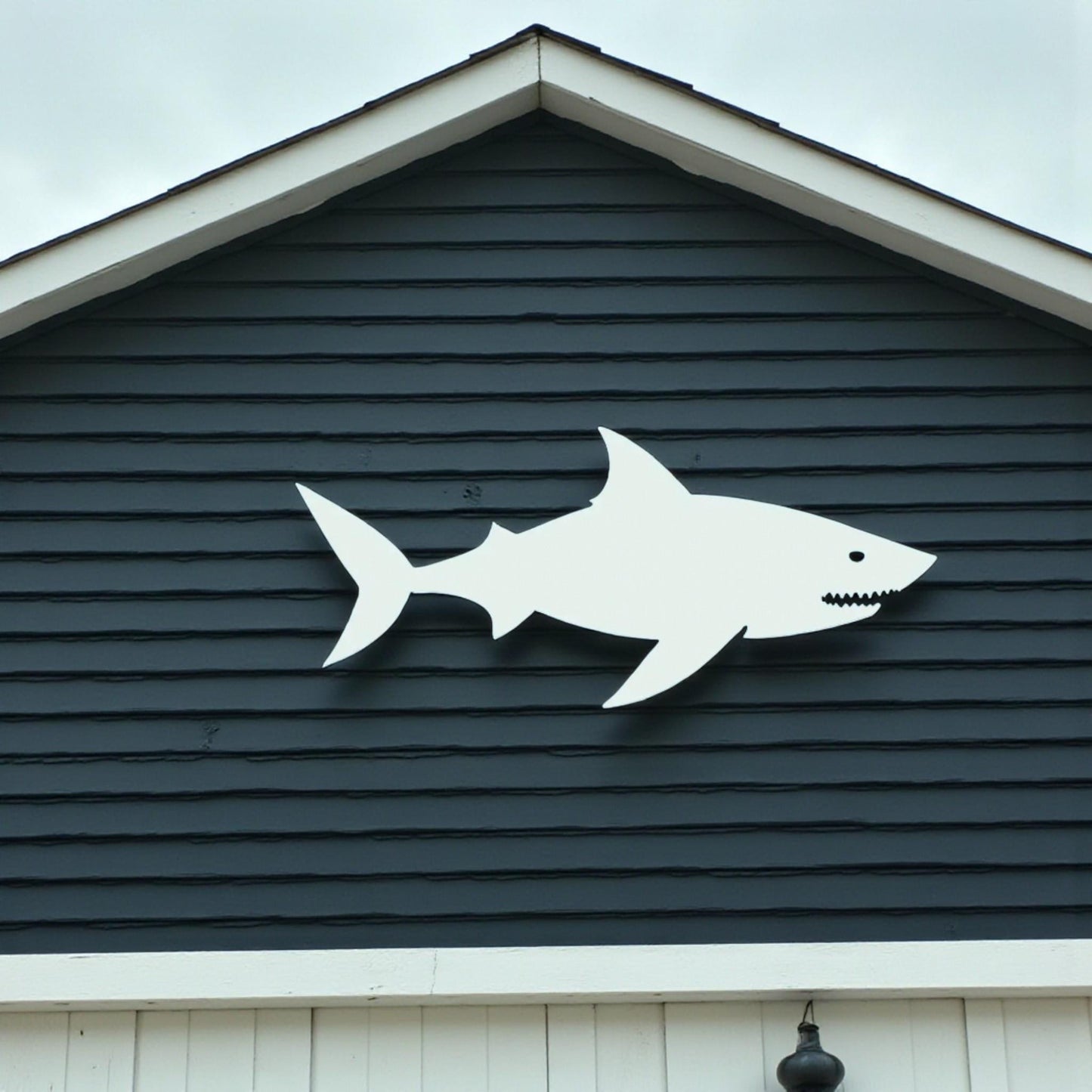 Shark Outdoor Sign Wall Decor: Nautical Beach House Art, PVC