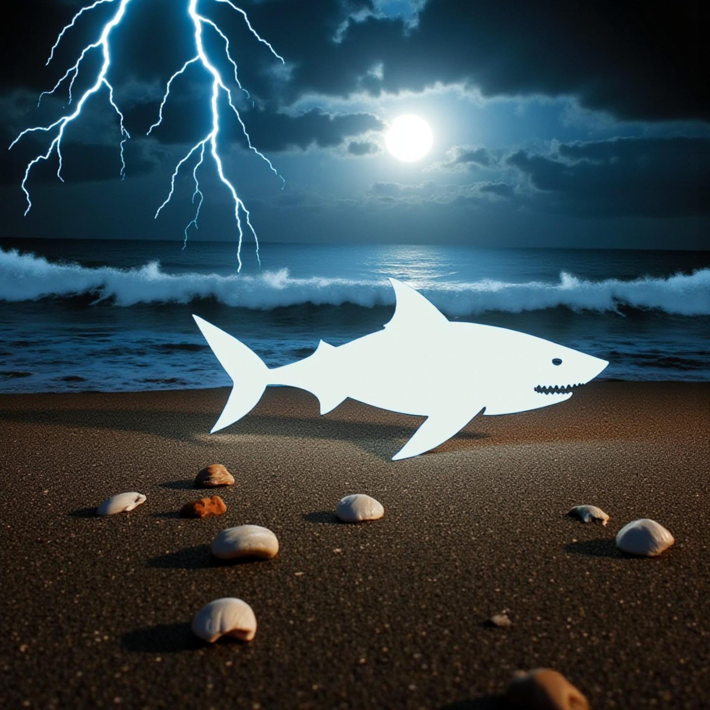 Shark Outdoor Sign Wall Decor: Nautical Beach House Art, PVC