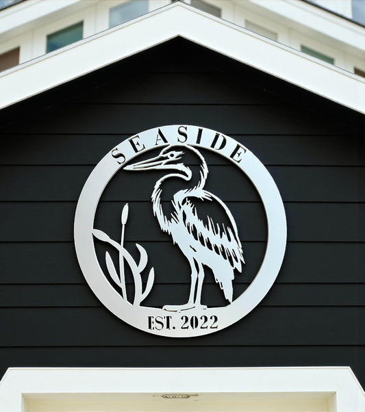 Welcome Friends Heron Sign: Coastal Cottage PVC Wall Decor