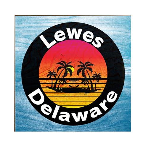 Lewes Delaware Wood Sign: Beach House Decor