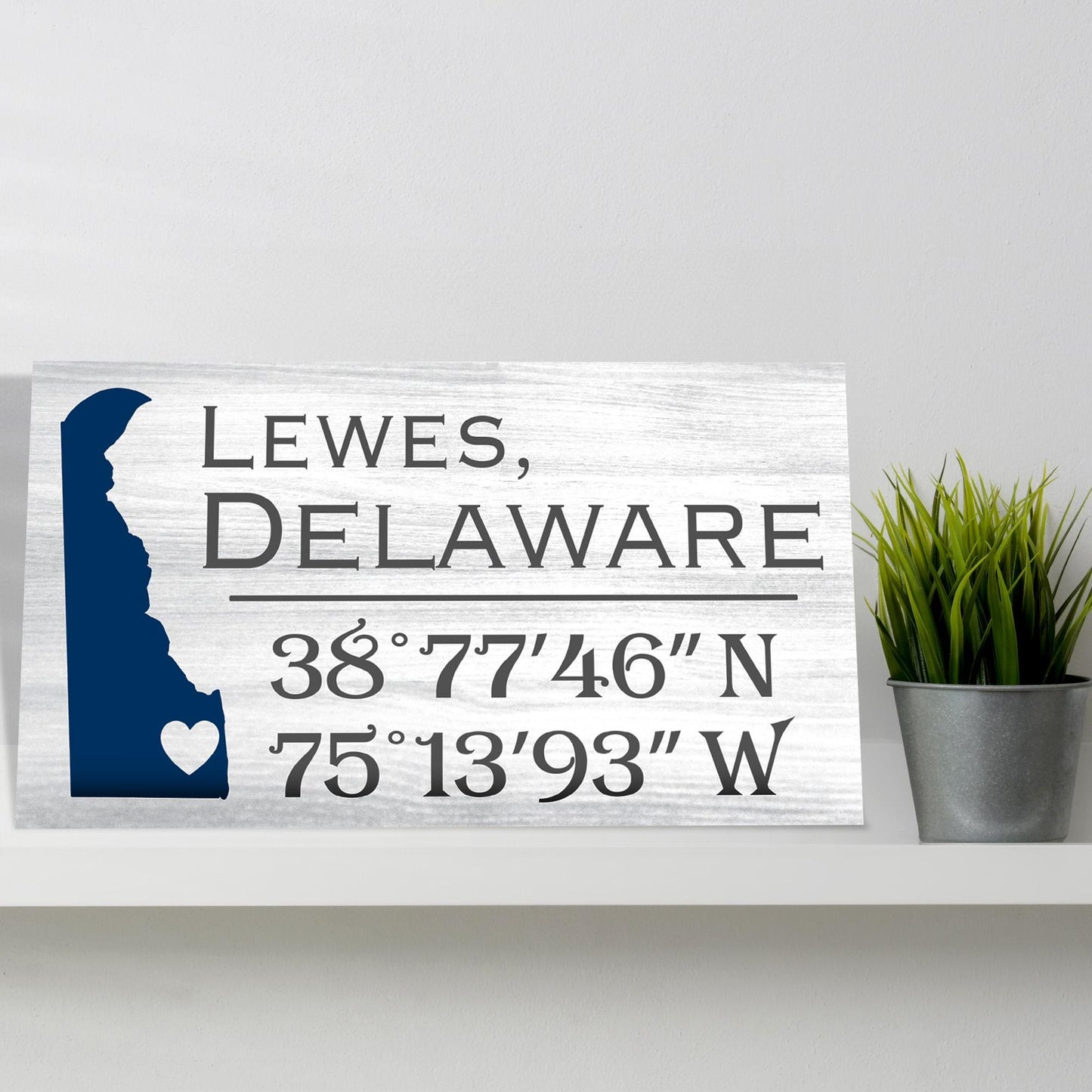 Lewes Delaware Sign: Compass Coordinates Wood Beach Decor
