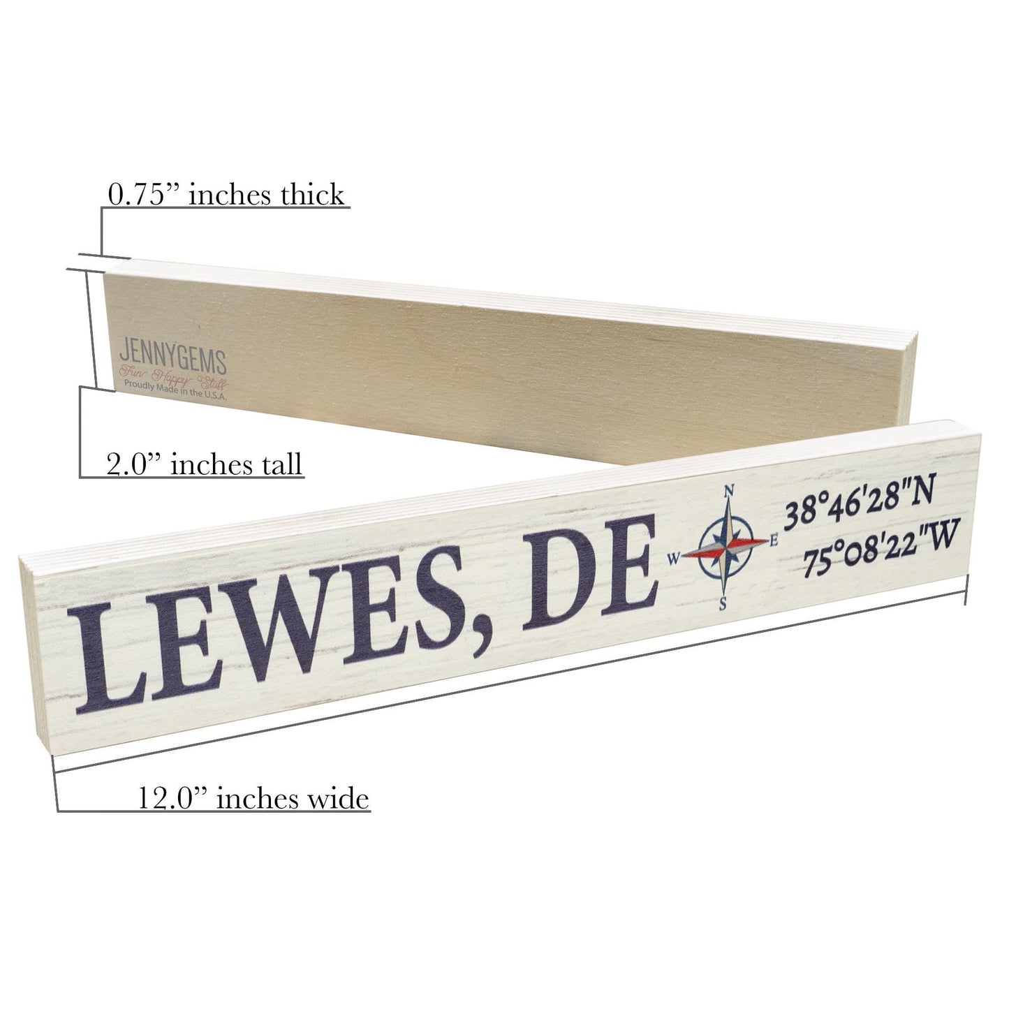 Lewes Delaware Sign: Compass Coordinates, Coastal Decor