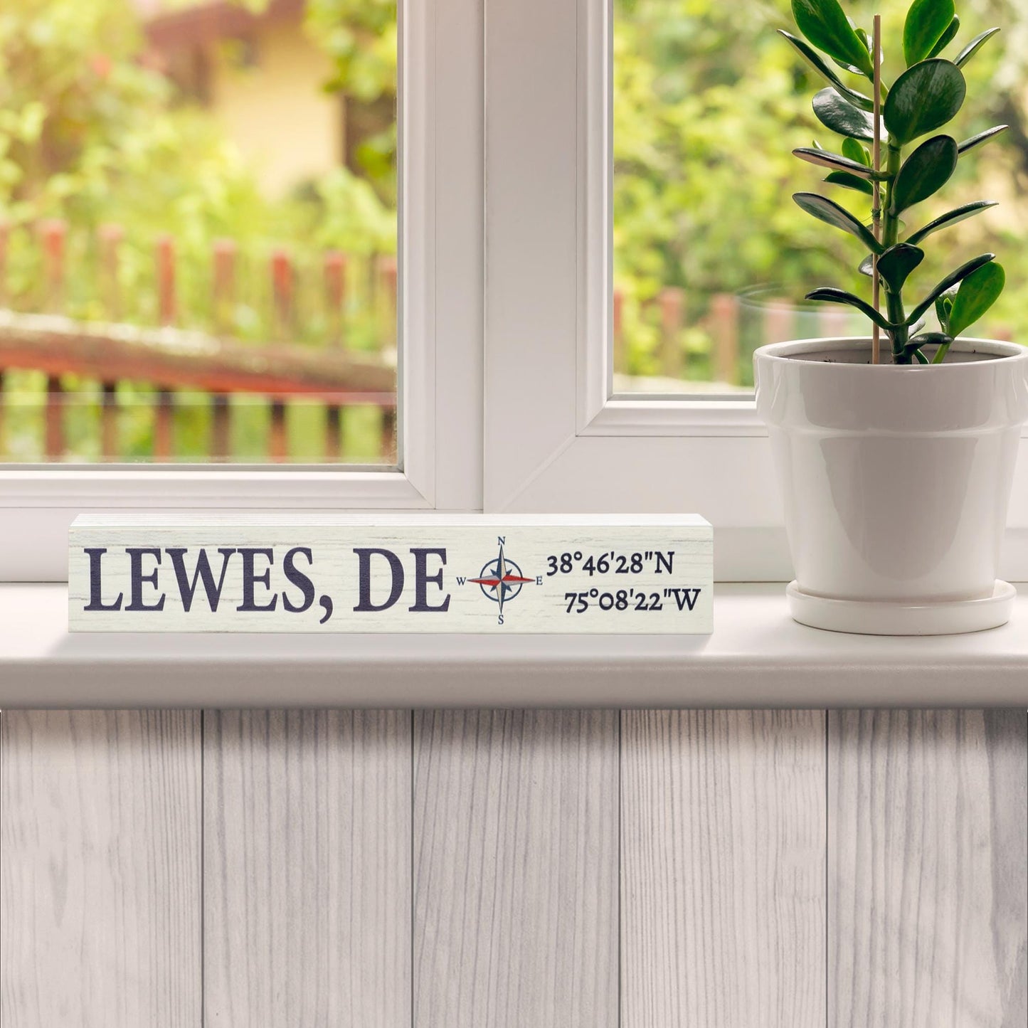Lewes Delaware Sign: Compass Coordinates, Coastal Decor