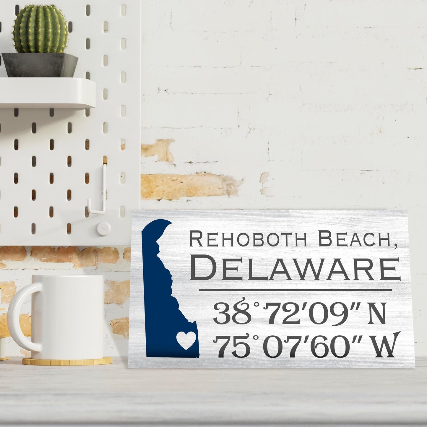 Rehoboth Beach Delaware Sign: Compass Coordinates Beach House Decor