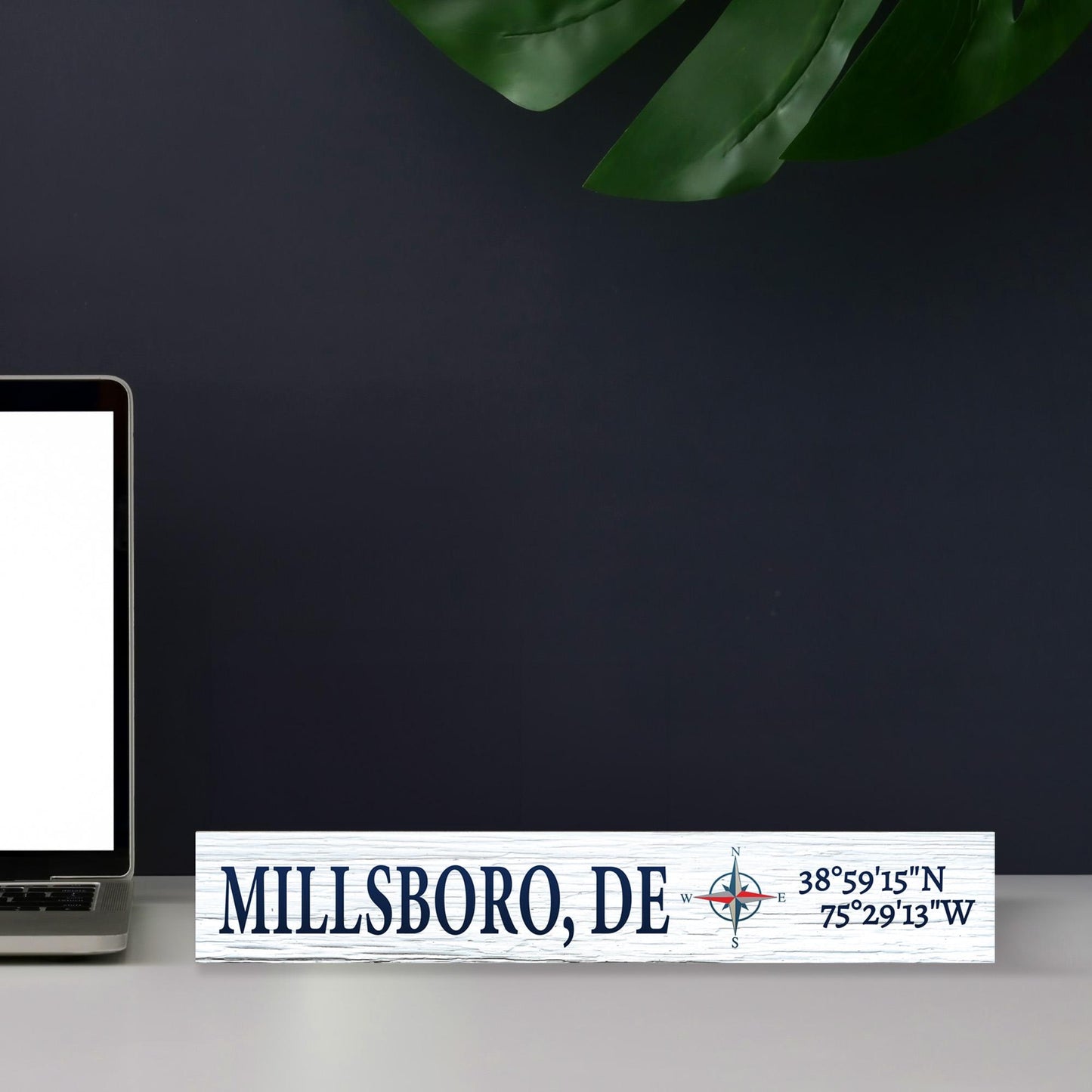 Millsboro Delaware Sign: Compass Coordinates Shelf Decor