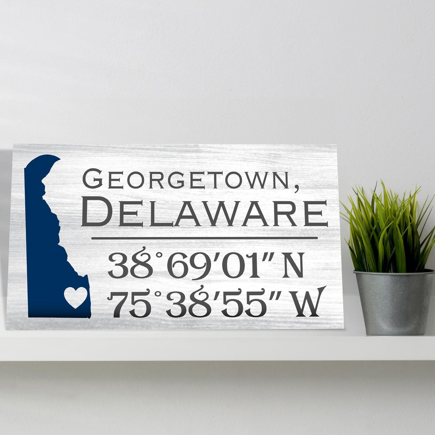 Georgetown Delaware Sign: Compass Coordinates Wood Decor