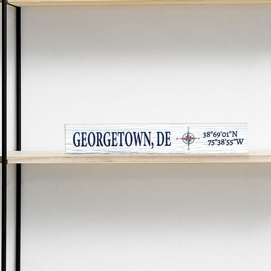 Georgetown Delaware Sign: Compass Coordinates, Tabletop Decor
