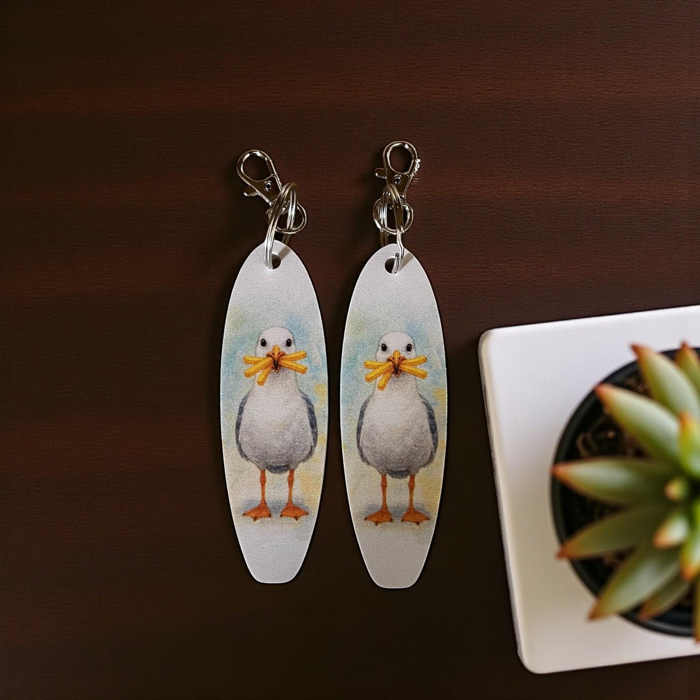 Seagull Keychain Set: Funny Beach Souvenir, PVC Keyrings - Made in USA