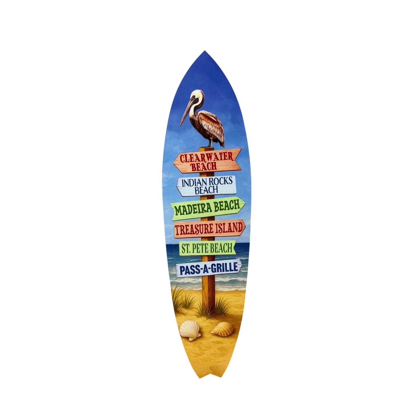 Florida Surfboard Wall Art - Coastal Beach House Decor, Weather-Resistant PVC Indoor Outdoor