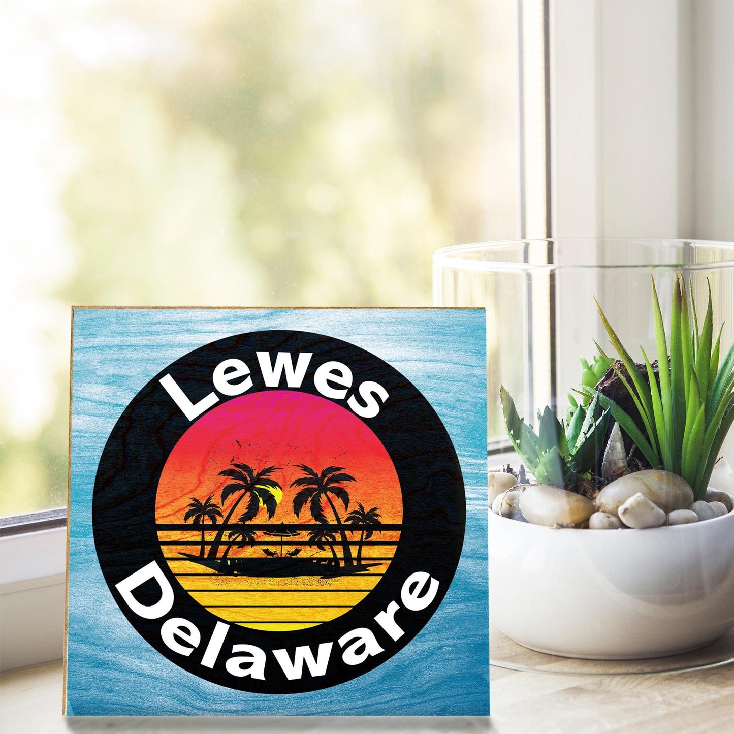 Lewes Delaware Wood Sign: Beach House Decor