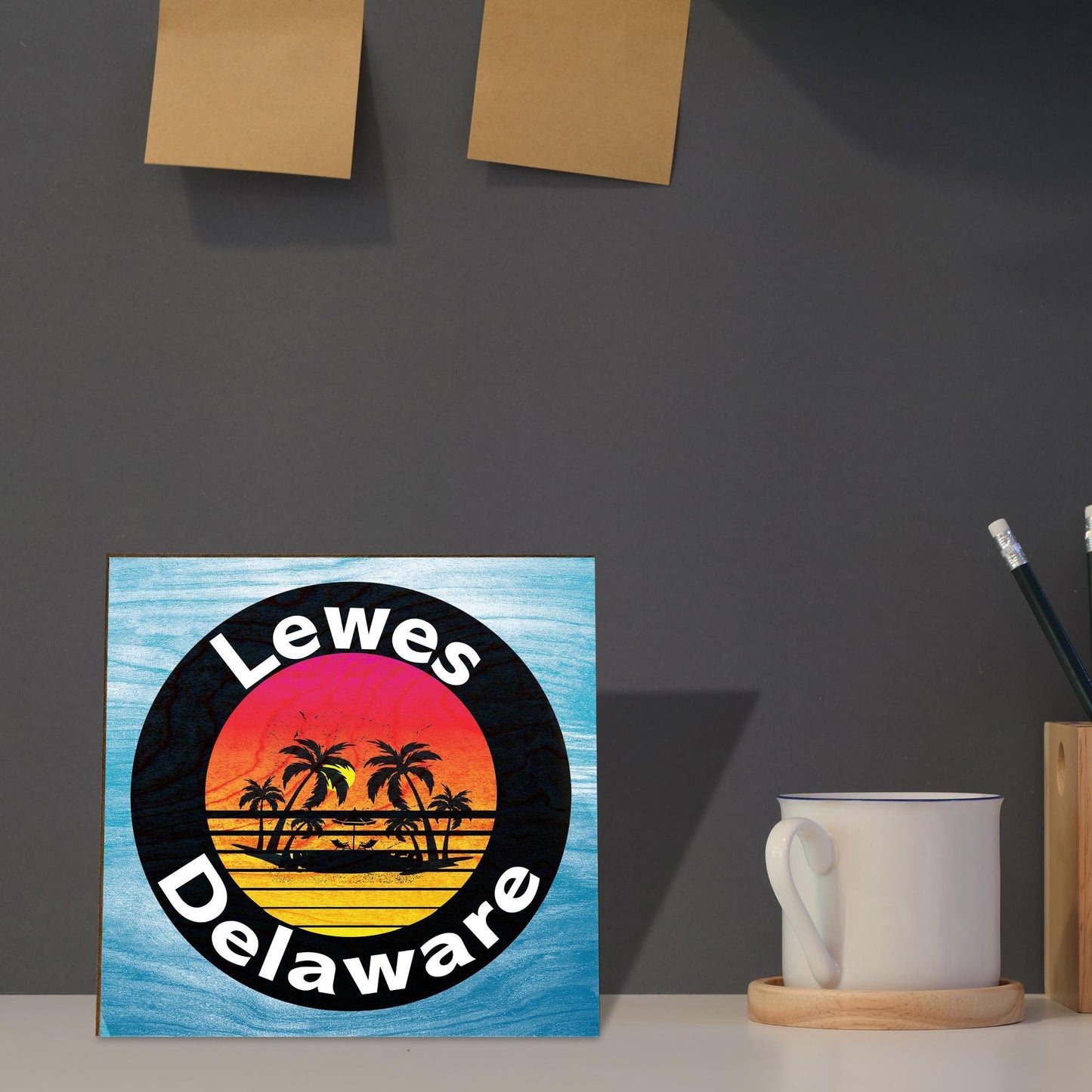 Lewes Delaware Wood Sign: Beach House Decor