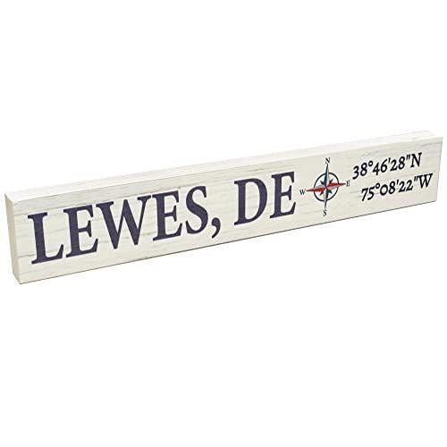 Lewes Delaware Sign: Compass Coordinates, Coastal Decor