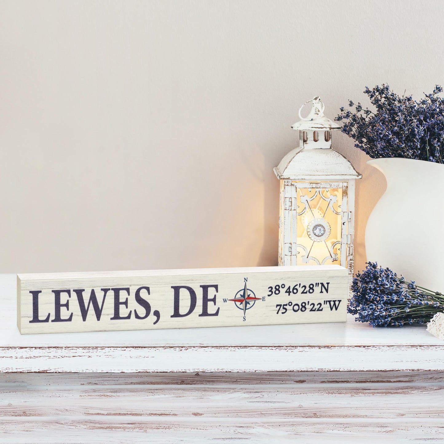 Lewes Delaware Sign: Compass Coordinates, Coastal Decor