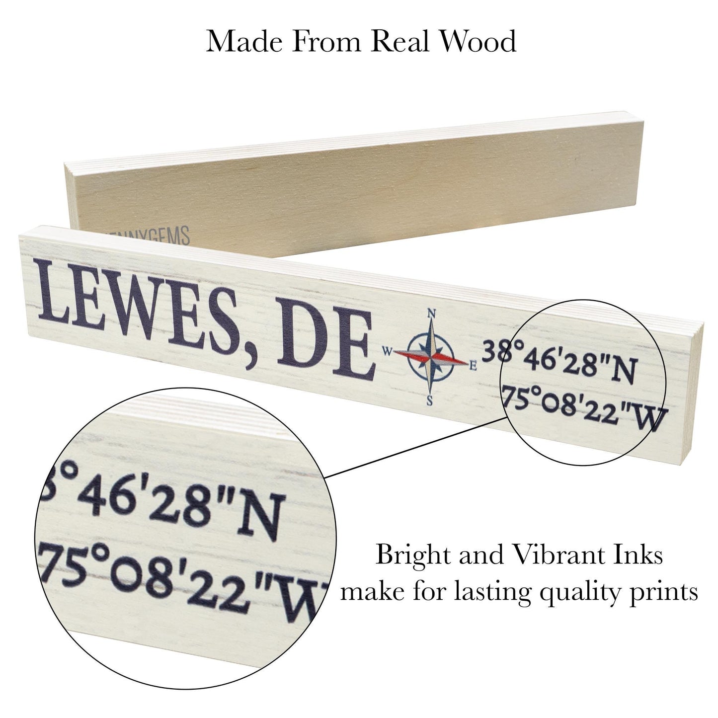 Lewes Delaware Sign: Compass Coordinates, Coastal Decor