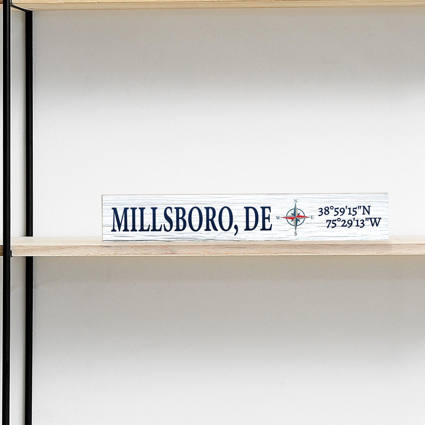 Millsboro Delaware Sign: Compass Coordinates Shelf Decor