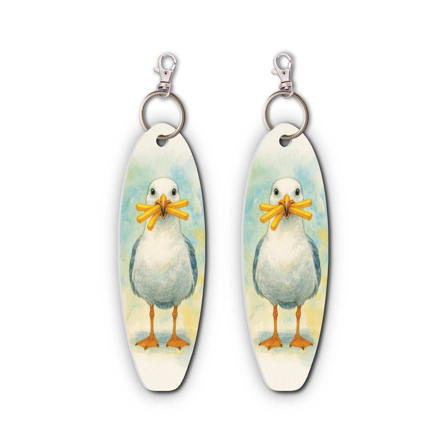 Seagull Keychain Set: Funny Beach Souvenir, PVC Keyrings - Made in USA