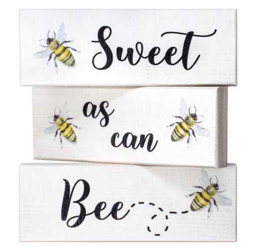 Honey Bee Tiered Tray Decor: Sweet As Can Bee Wooden Sign Set