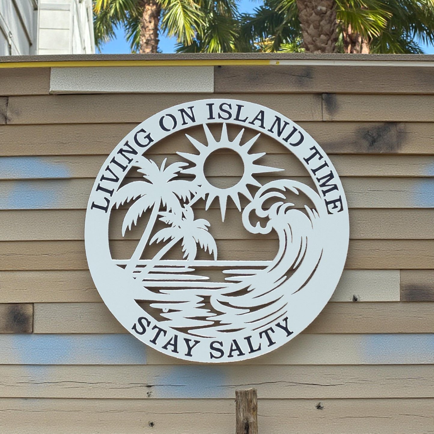 Island Time PVC Sign: Beach House Outdoor Coastal Decor