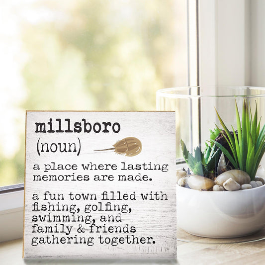 Millsboro Delaware Wood Sign: Town Definition Art