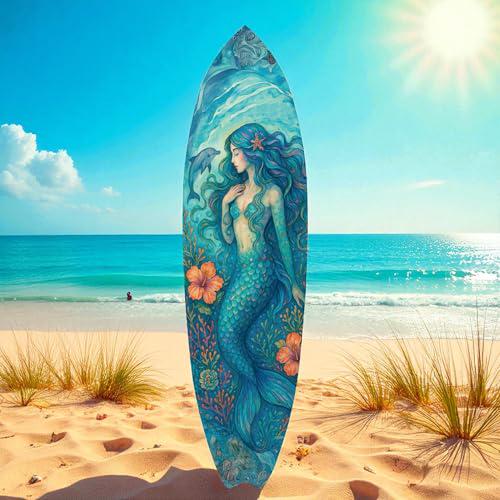 Mermaid Surfboard Wall Art | Coastal Beach House Decor