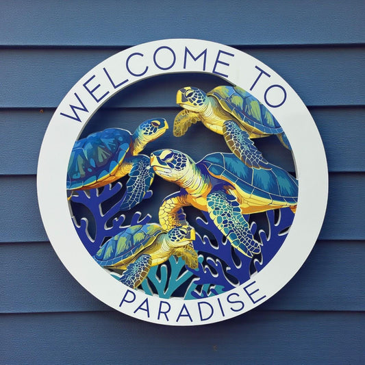Outdoor Turtle Wall Art: Personalized Beach House Decor, Weather-Resistant PVC Indoor Outdoor