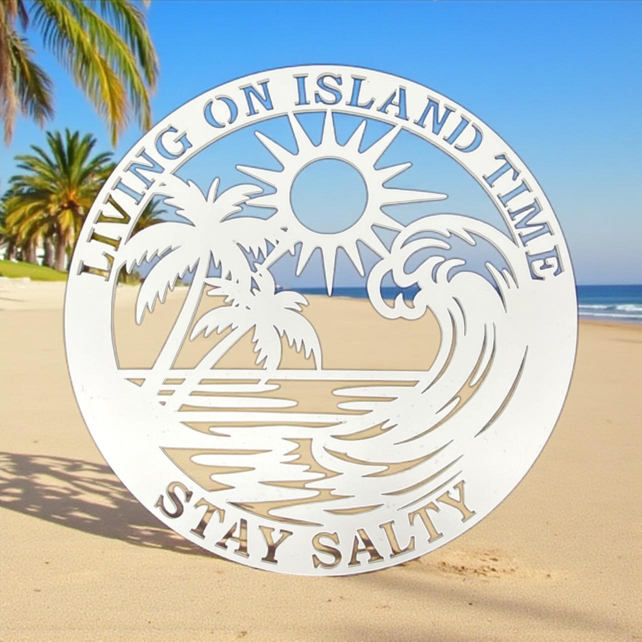 Island Time PVC Sign: Beach House Outdoor Coastal Decor