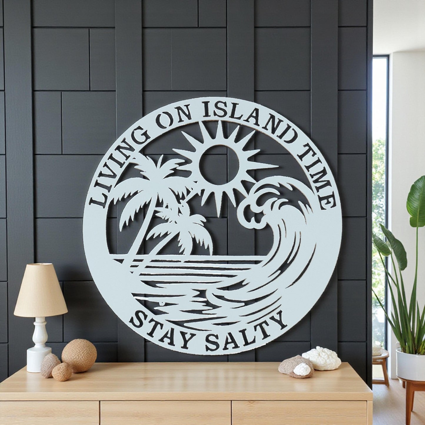 Island Time PVC Sign: Beach House Outdoor Coastal Decor