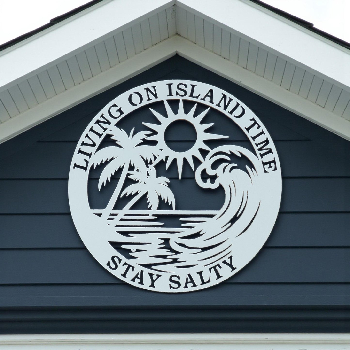 Island Time PVC Sign: Beach House Outdoor Coastal Decor