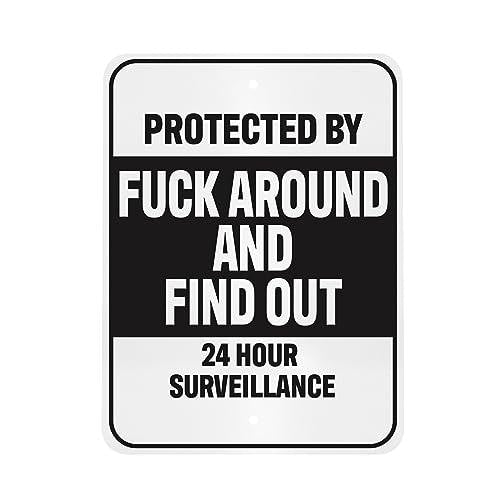 FAFO Protected By Sign: Sarcastic Humor Decor, Indoor/Outdoor