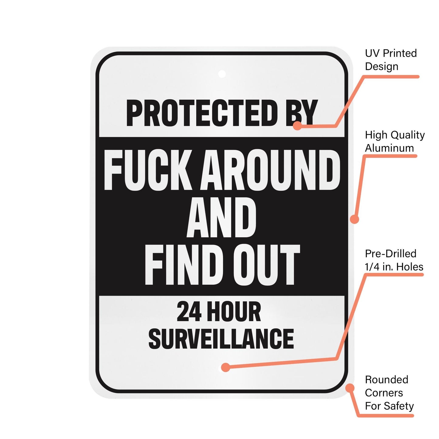 FAFO Protected By Sign: Sarcastic Humor Decor, Indoor/Outdoor