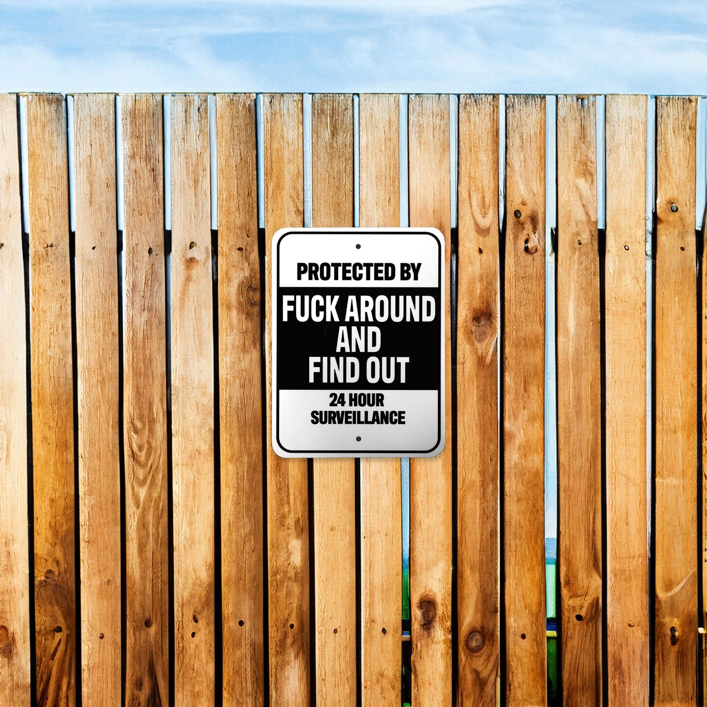 FAFO Protected By Sign: Sarcastic Humor Decor, Indoor/Outdoor