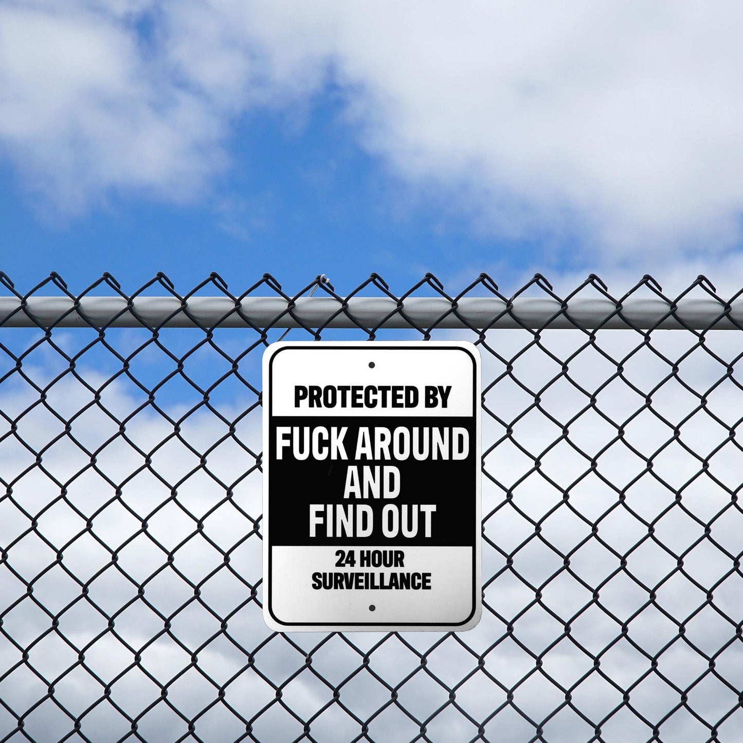 FAFO Protected By Sign: Sarcastic Humor Decor, Indoor/Outdoor
