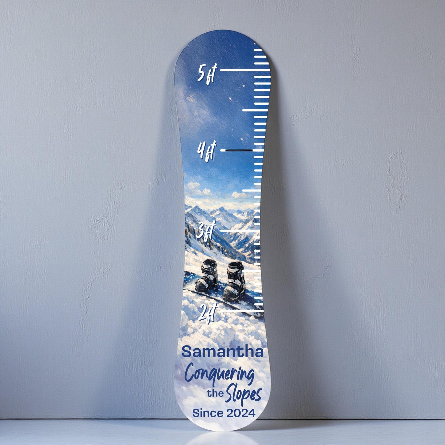 Personalized Growth Chart | Snowboard Height with Ski Boots | Kids Size Tracker | Lodge Nursery Decor | Indoor Outdoor PVC