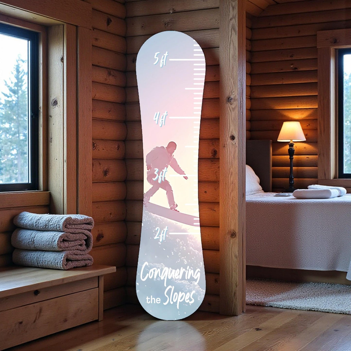Snowboard Growth Chart | Kids Height Tracker | Snowboard Wall Decor | Ski Nursery Decor | Indoor Outdoor PVC | Custom Name Sign Personalized