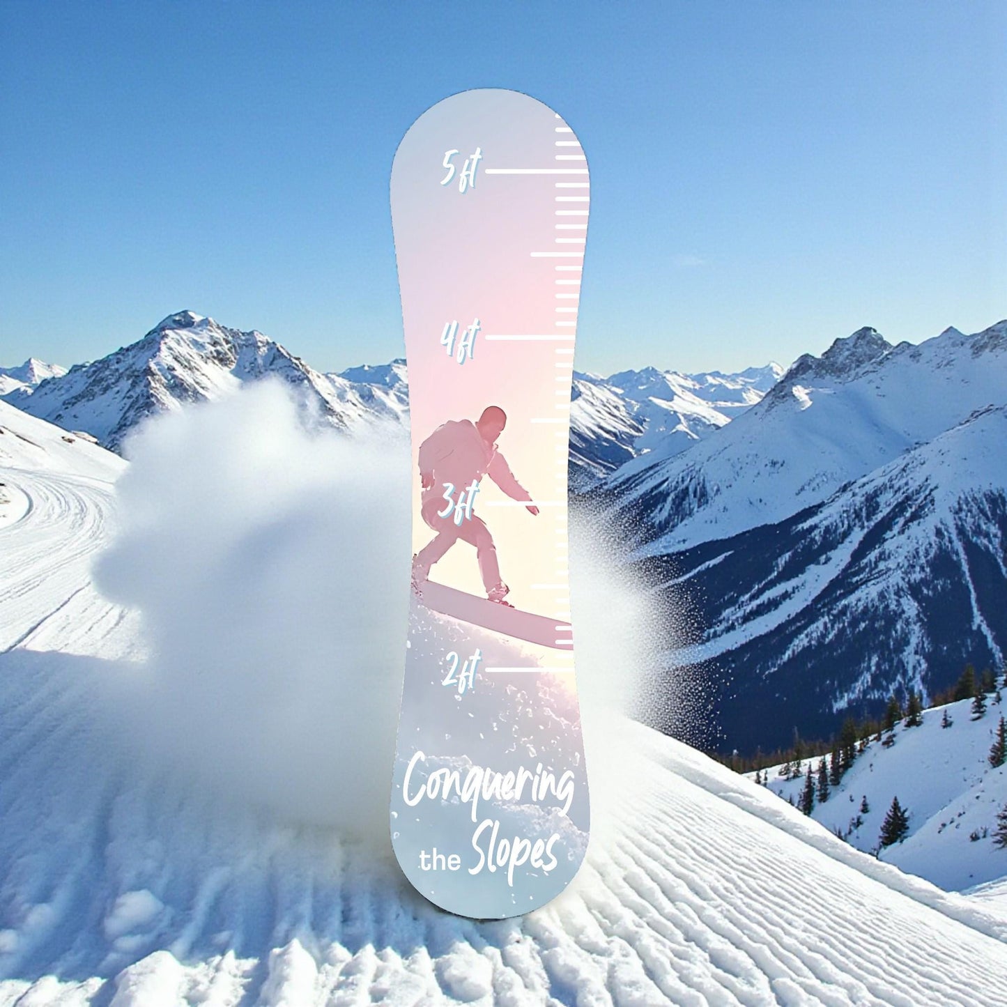 Snowboard Growth Chart | Kids Height Tracker | Snowboard Wall Decor | Ski Nursery Decor | Indoor Outdoor PVC | Custom Name Sign Personalized