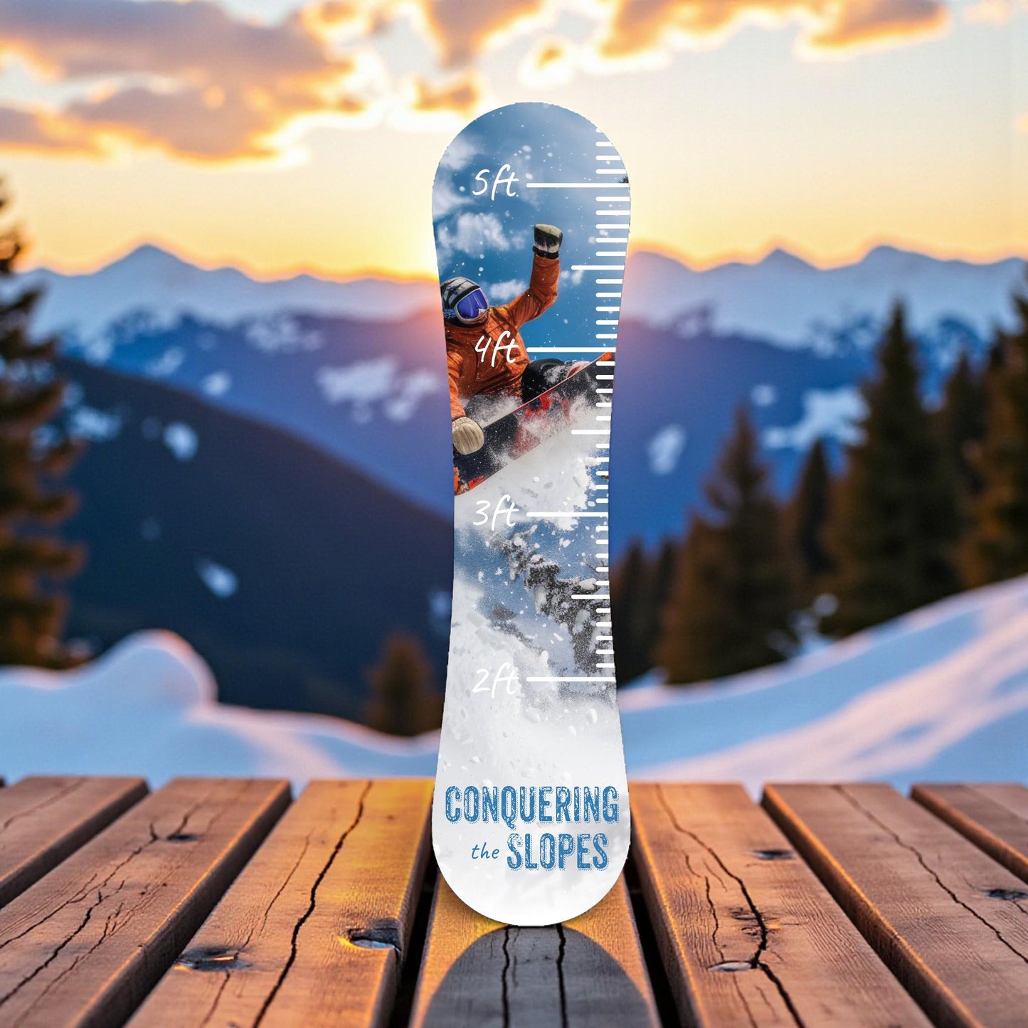 Personalized Snowboard Growth Chart | Ski Decor Height Chart | Custom Kids Board | Winter Nursery Wall Art - Indoor Outdoor