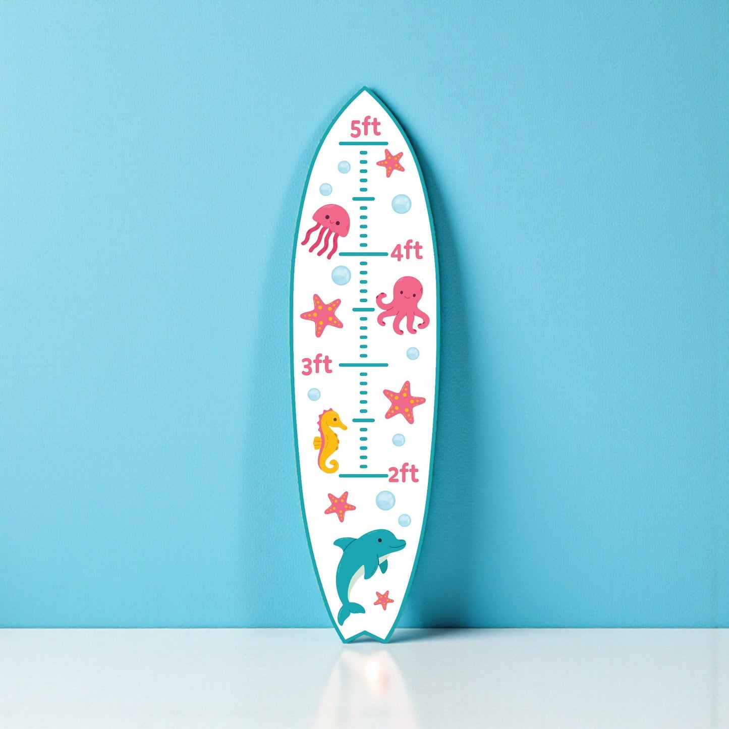 Surfboard Growth Chart for Kids, Ocean Nursery Height Chart, Beach Growth Chart, Starfish and Octopus, Personalized Kids Gift