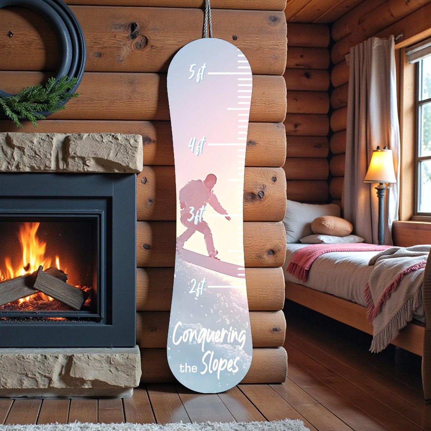 Snowboard Growth Chart | Kids Height Tracker | Snowboard Wall Decor | Ski Nursery Decor | Indoor Outdoor PVC | Custom Name Sign Personalized