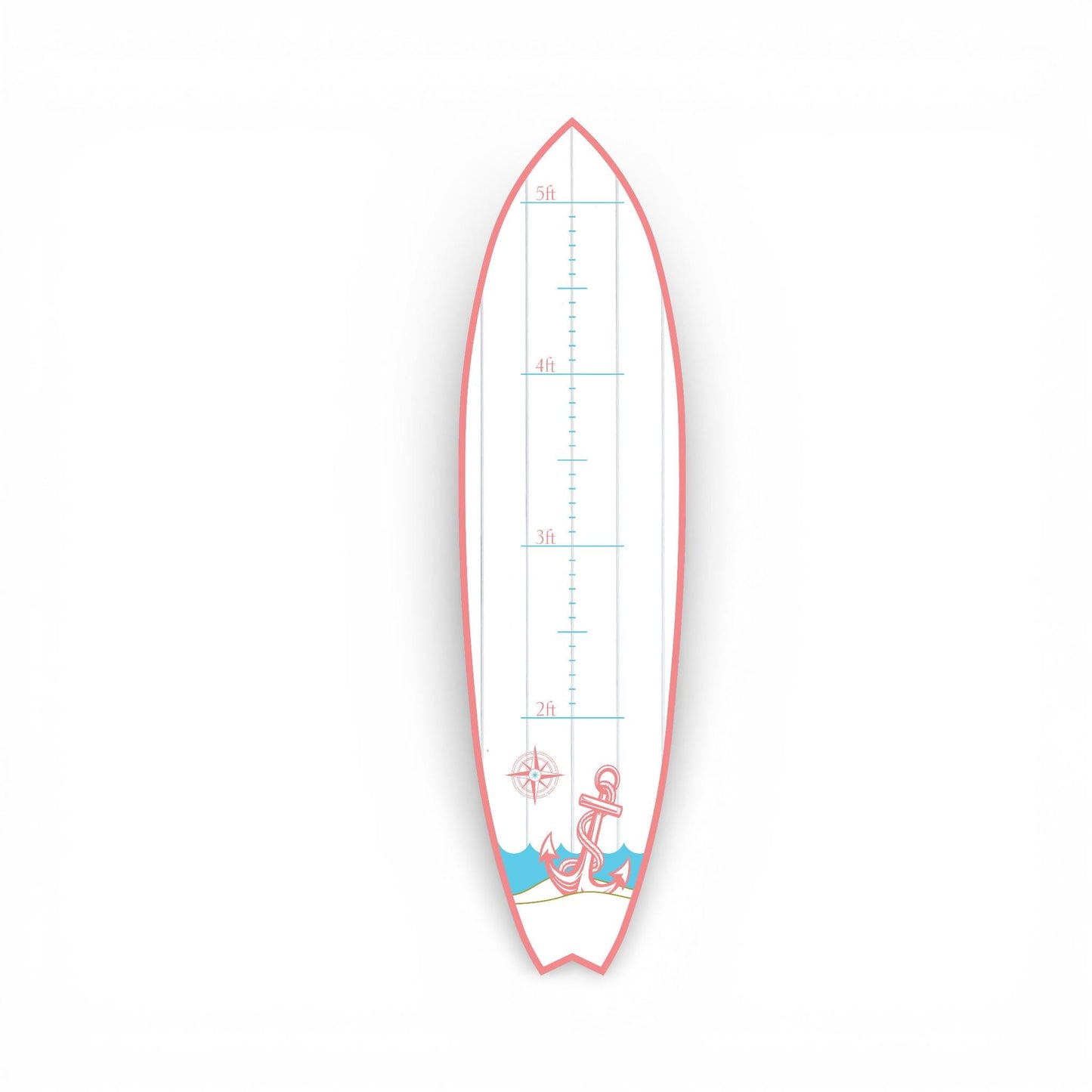 Surfboard Growth Chart for Kids, Beach Height Chart, Nautical Nursery Wall Decor, Personalized Growth Chart, Coastal Baby Gift