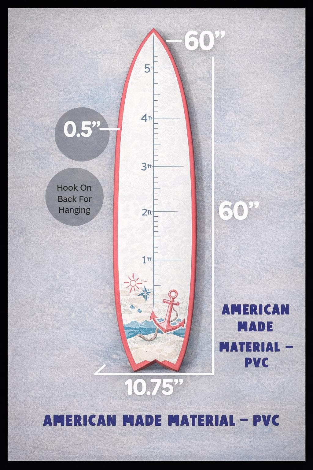 Surfboard Growth Chart for Kids, Ocean Nursery Height Chart, Personalized Beach Growth Chart, Sharks and Turtles