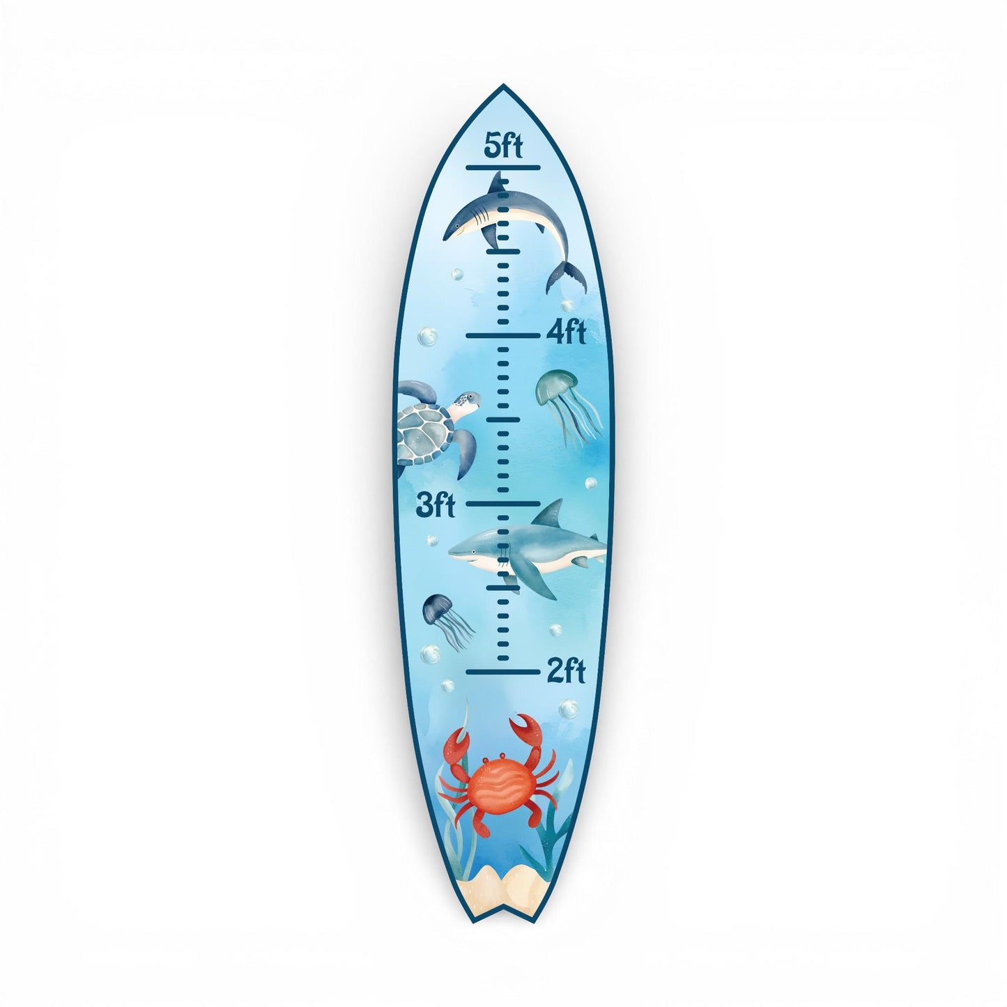 Surfboard Growth Chart for Kids, Ocean Nursery Height Chart, Personalized Beach Growth Chart, Sharks and Turtles