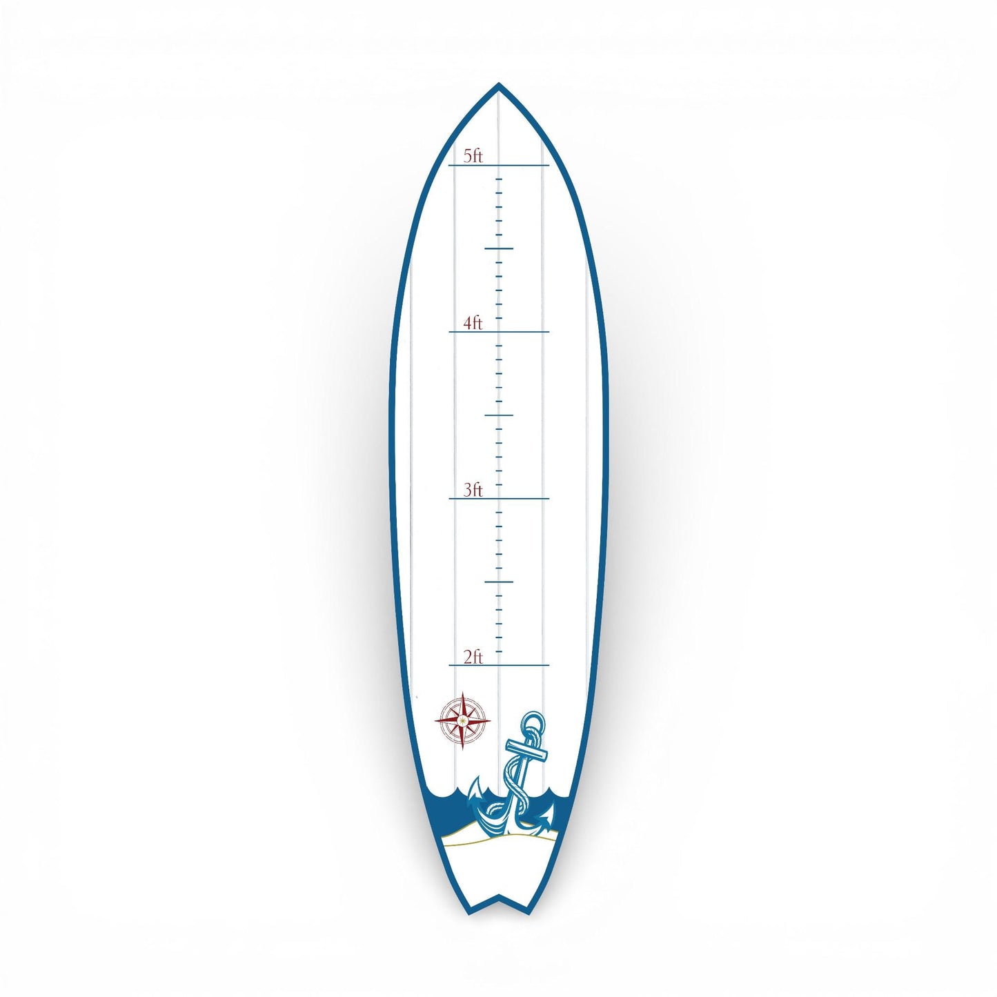 Surfboard Growth Chart for Kids, Nautical Height Chart, Personalized Coastal Growth Chart, Indoor Outdoor, Beach Theme