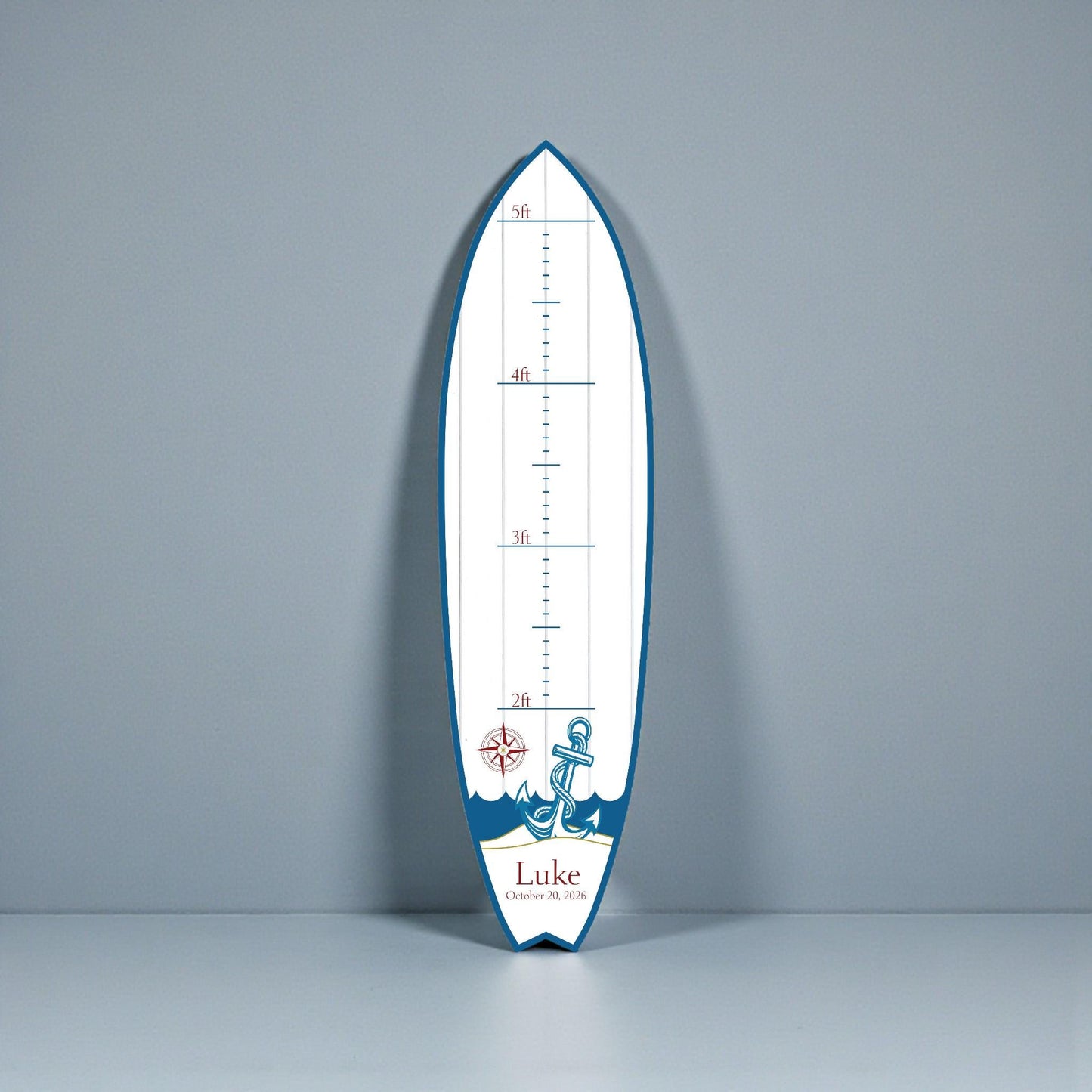 Surfboard Growth Chart for Kids, Nautical Height Chart, Personalized Coastal Growth Chart, Indoor Outdoor, Beach Theme