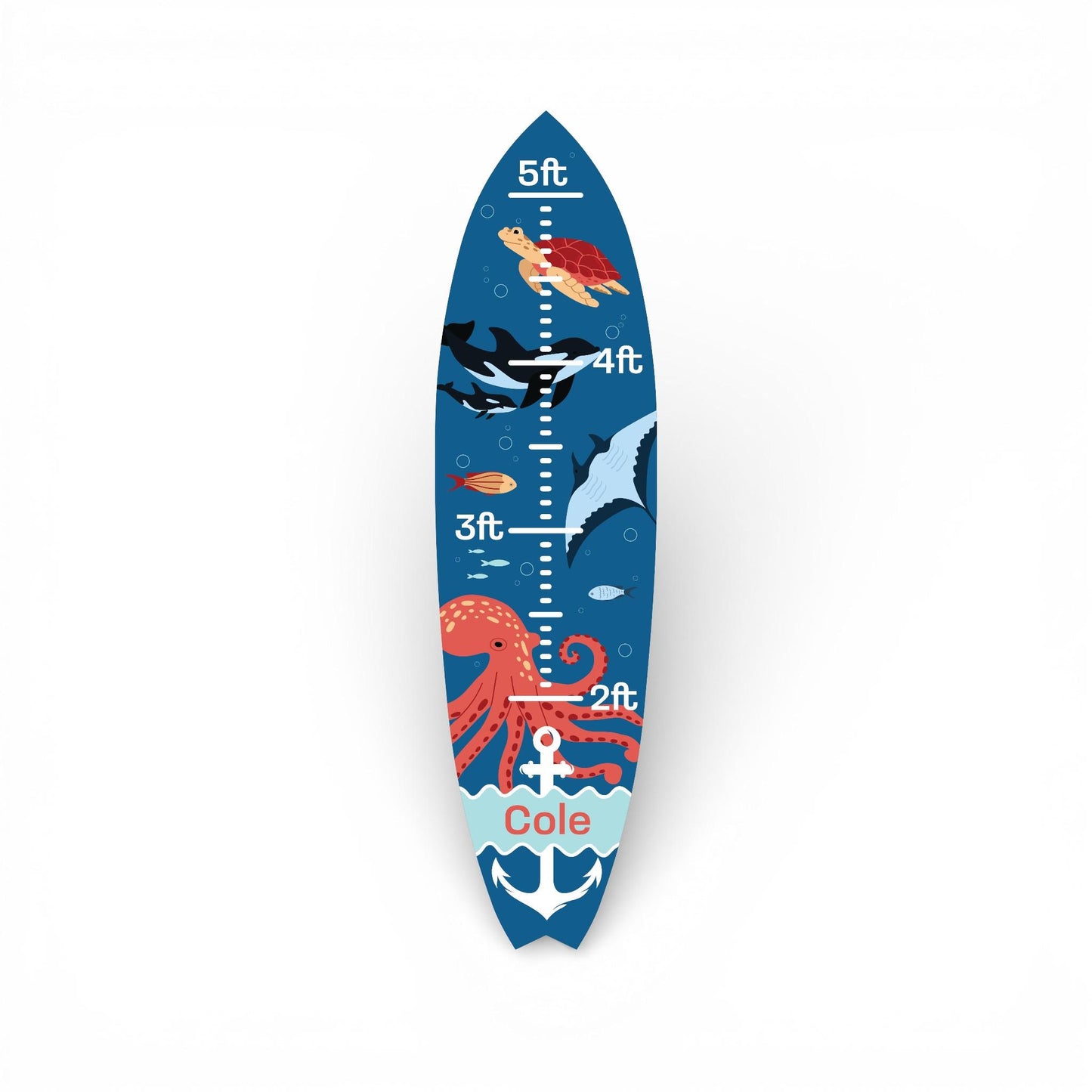 Underwater Surfboard Growth Chart, Ocean Height Chart for Kids, Personalized Nautical Growth Chart, Beach Baby