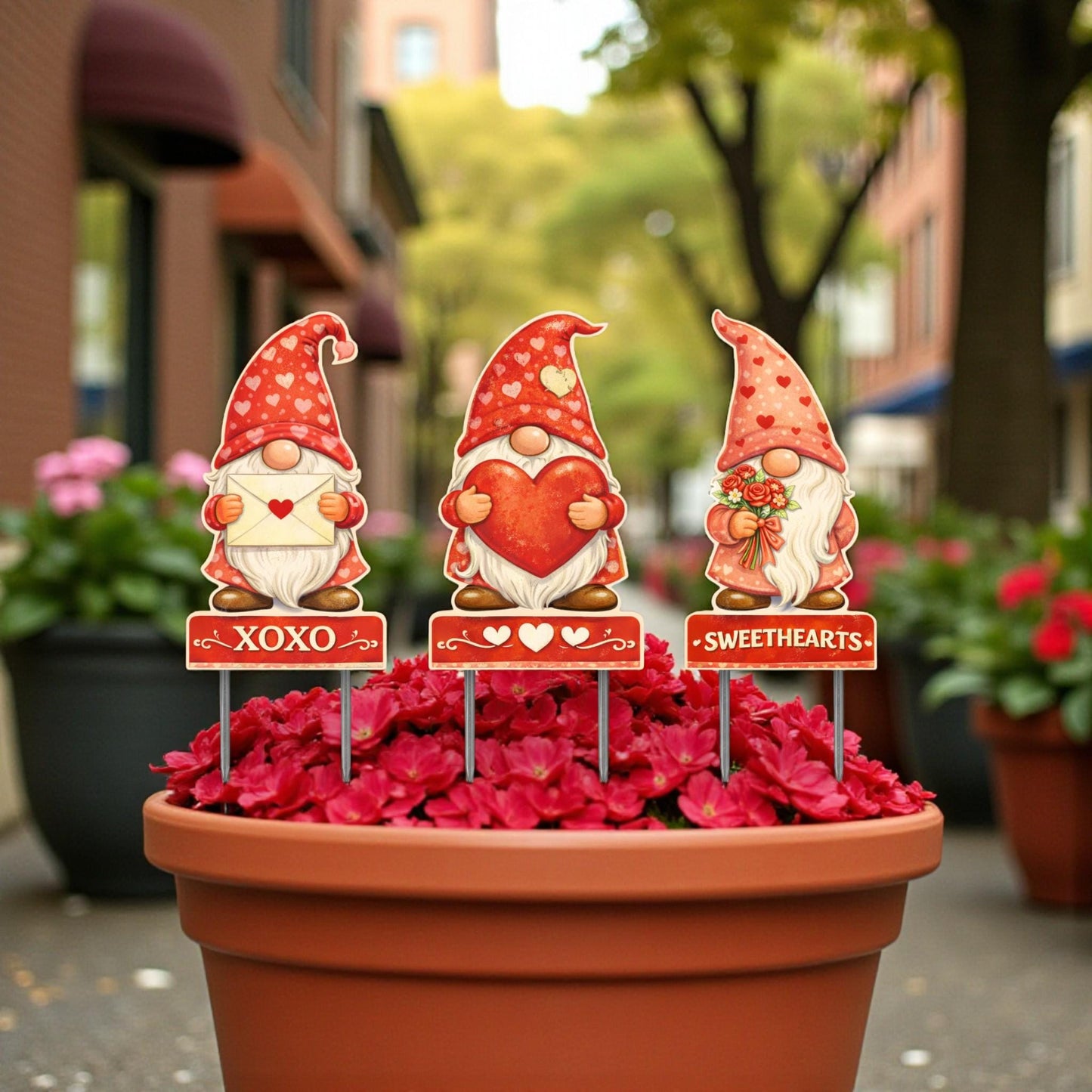 Premium Valentine Gnome Yard Sign – Set of 3 | Heavy-Duty PVC Outdoor Decor | 12” Tall + Metal Stakes | Reusable Year After Year